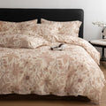 HighBuy Linen Duvet Cover Queen Size Tan Brown Leaf Duvet Cover Set