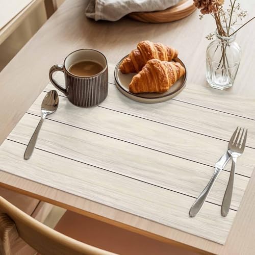 Vintage Country Wooden Board Placemats Set of 6 Washable Table Mats