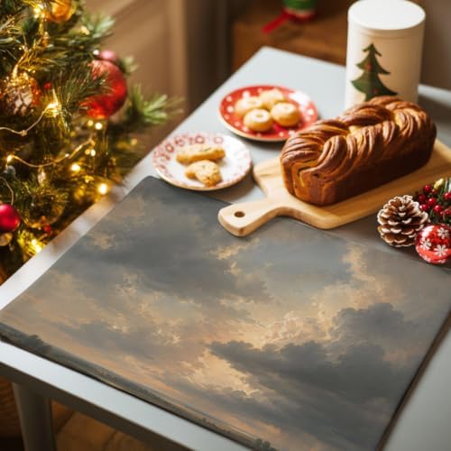 Sky Clouds Placemats Set of 8, Cotton Linen Fabric Place Mats, Rustic