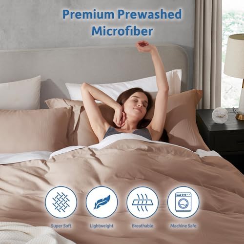 Hearth & Harbor Prewashed Full Duvet Cover Set, Khaki