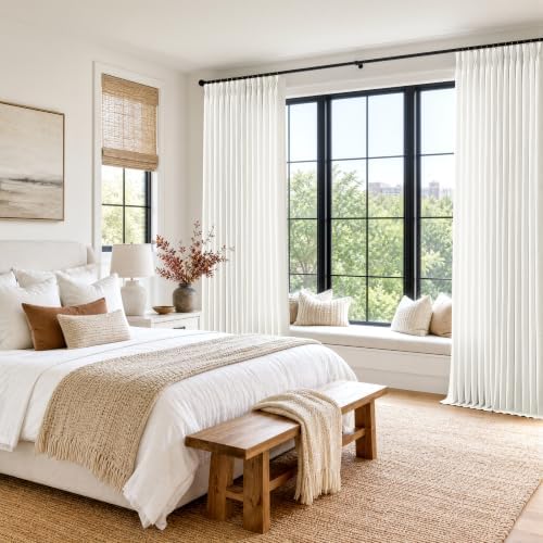 Natural Semi Sheer Linen Pinch Pleated Curtains 120 Inch Long
