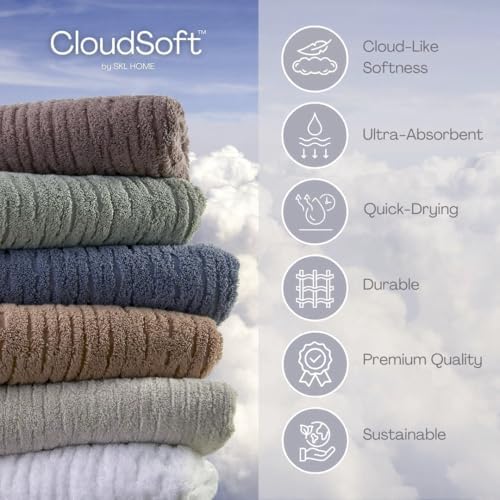 SKL Home CloudSoft Bath Towel, 100% Cotton Luxury, Oatmeal