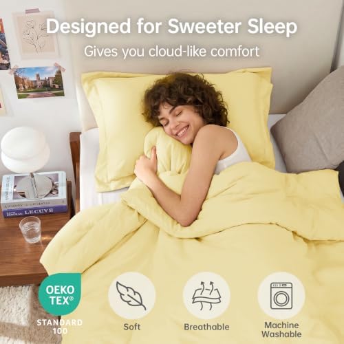 MUXHOMO Twin/Twin XL Comforter Set, 2-PC All-Season Bedding, Cream