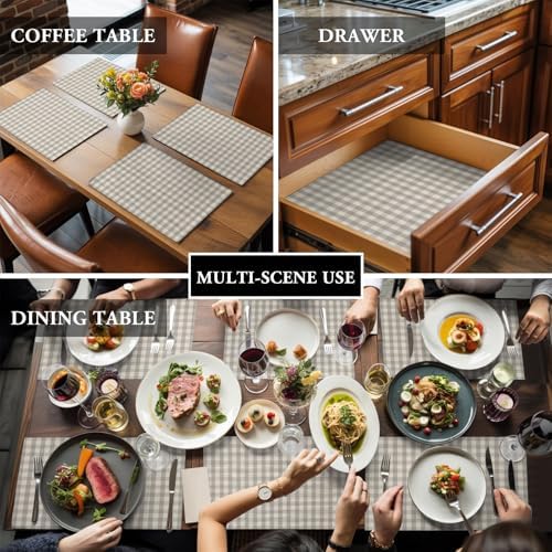 Buffalo Plaid Placemats Set of 8, Cotton Linen Fabric Place Mats