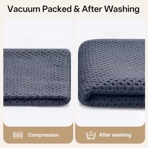 100% Cotton Waffle Kitchen Dish Towels Dark Gray 12 * 12 7 Pack