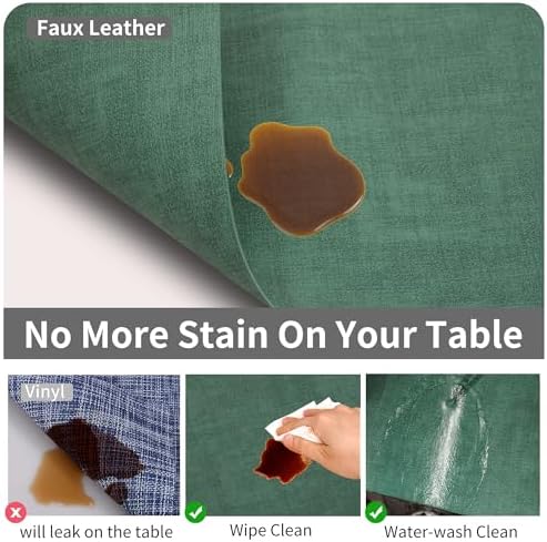 Maxpearl Faux Leather Placemats Set of 6, Easy to Clean, Dark Green