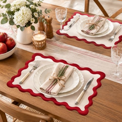 Placemats Set of 4, 13 x 19 Inch Cotton Table Placemats Washable Heat