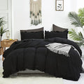 Luxlovery Black Ruffle Comforter Set King Pure Farmhouse Bedding