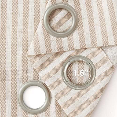 Jinchan Linen Curtains for Living Room and Bedroom - Taupe Striped