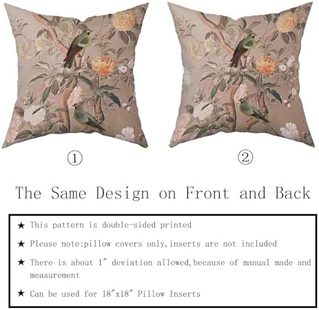 Vintage Floral Pillow Covers 18x18 Inch Red and Brown Floral