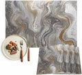 Placemats Set of 8, Gray Marble Cotton Linen Place Mats, Farmhouse