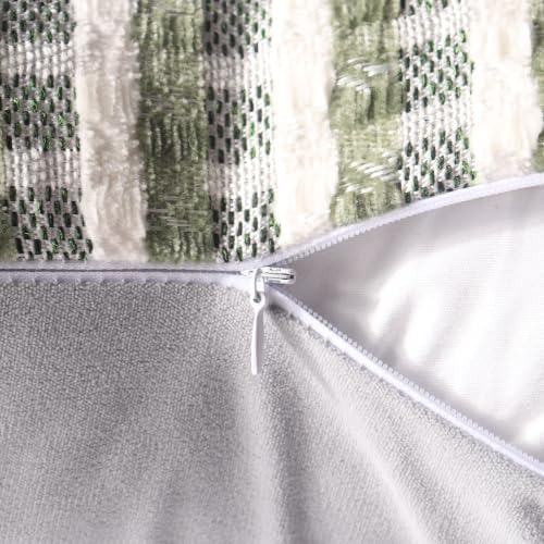 Decorative Throw Pillow Covers 18x18 Plaid Sage Green Pack of 2 for