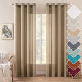 MIULEE Tan Brown Faux Linen Textured Semi Sheer Curtains 2 Panels Set