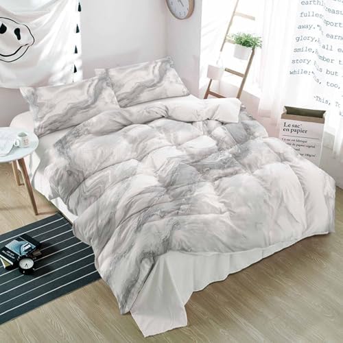 Duvet Cover Set Queen, Abstract Marble Texture 3 Piece Bedding Set