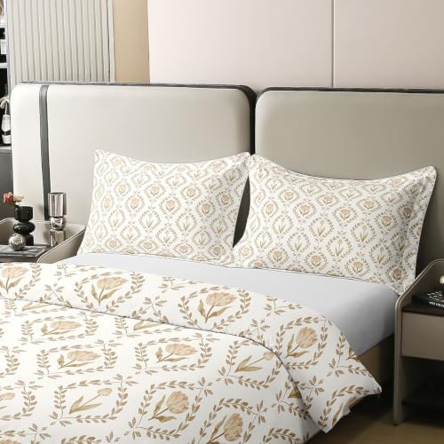 Feelyou Floral Duvet Cover 100% Cotton Queen Size