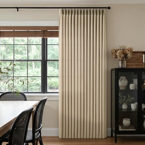 70 Inch Extra Wide Curtains 84 Inches Long Thick Linen Pinch Pleat