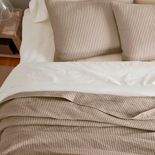 EverGrace Cotton Ribbed Matelassé Coverlet Set, Queen Size, Urban