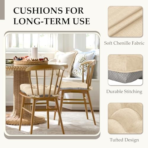 HARBOREST Chair Cushions for Dining Chairs Set of 4 - Chenille Tufted