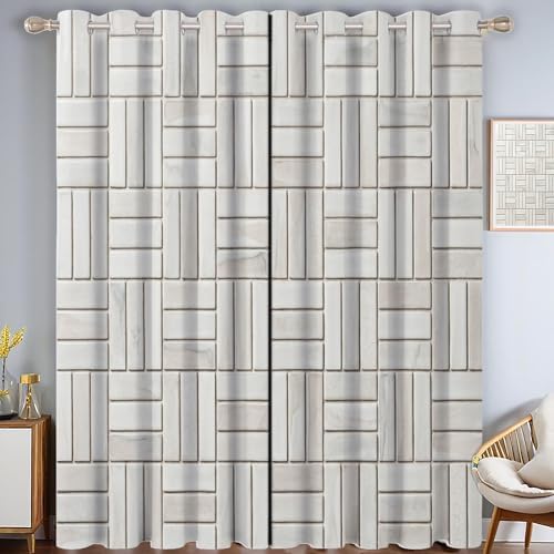 3D Brick Texture Blackout Curtains Minimalist Nordic Style