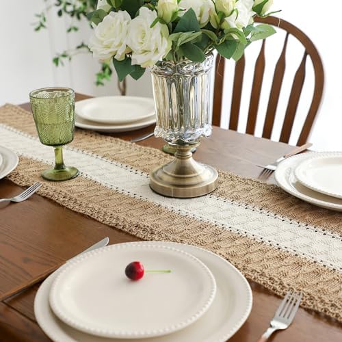 Simple&Opulence Boho Macrame Table Runner - 12 x 90 Inch, Splicing