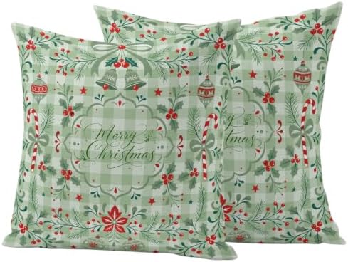 Outdoor Pillow Covers 18 x 18, Christmas Waterproof Throw Pillow Cover