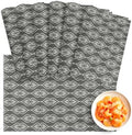 Grey Boho Placemats Set of 6, Washable PVC Kitchen Table Mats Place
