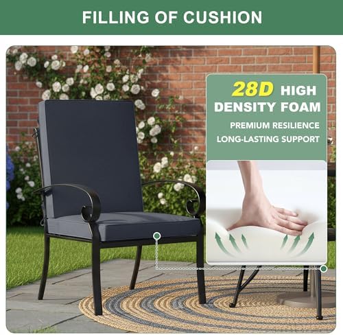 Summsun 4-Pack High Back Outdoor Chair Cushions, 20 x 20 Inch, Dark