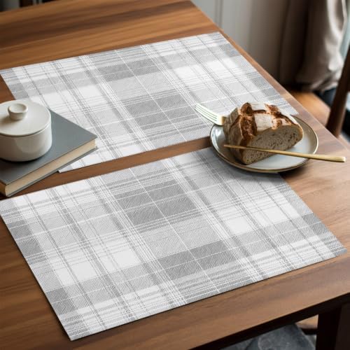 Placemats Set of 8 Classic Buffalo Plaid Place Mats for Dining Table