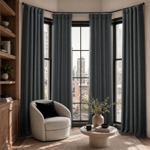 Faux Linen Curtains for Living Room (1 Panel) - 50W X 120L, Dark