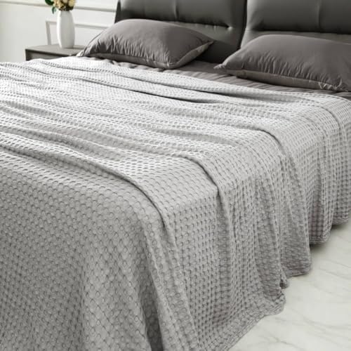 Aganear Cooling Blanket King Size,Waffle Weave 90x108 Inches,Grey