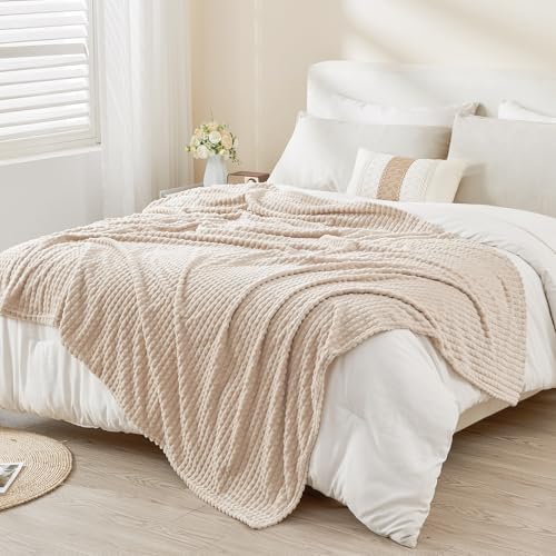 EMME Fleece Blanket, 3D Jacquard Throw Blanket for Couch and Bed, Soft