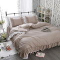 Frill Edge Duvet Cover Set with Bed Skirt 3 Piece Boho Bedding Quilt