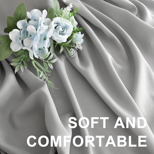 FantasDecor Grey Sheer Curtains 63 Inch Long Non-See-Through Privacy