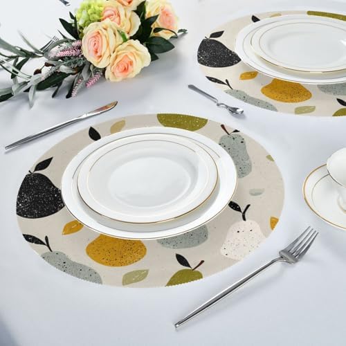Style Pear Gray round place mats rustic reversible placemats tapete