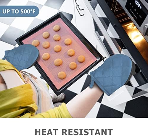 1 Pair Short Oven Mitts - Silicone Kitchen Oven Gloves High Heat