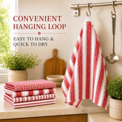 Cotton Kitchen Towels Set of 12, Large, 18 x 28 Inch, Absorbent Dish