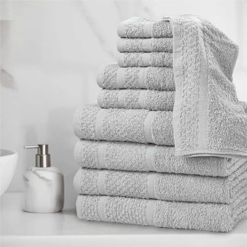 10 Piece Towel Set with Upgraded Softness & Durability, Grey