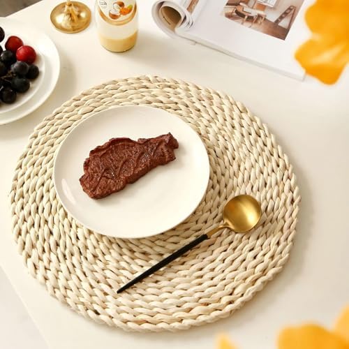 Modern Dining Room Placemats Set of 8, 14.97 in / 38 CM, Round with