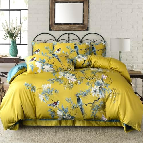 Floral Queen Duvet Cover 100% Soft Cotton 3 Piece Chic Birds Queen