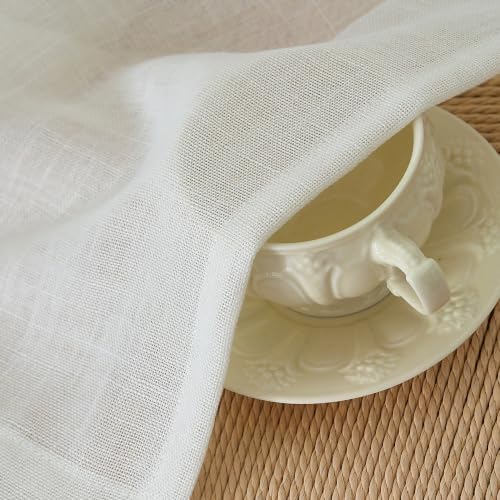 VISIONTEX Back Tab Linen Curtains 2 Panels 63 Inches Long Cream White