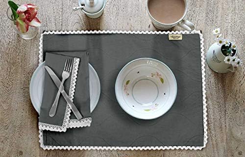 Gray Home Decor Reversible Table Decor White Lace Placemats Reversible