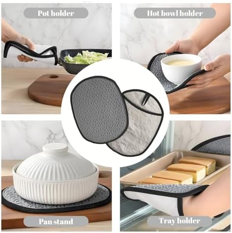 Subtle Beige Canvas Texture Silicone Pot Holders,2pcs, Heat Resistant