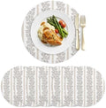 Fall Taupe Flower Faux Leather Placemats Set of 6, 12in, Waterproof