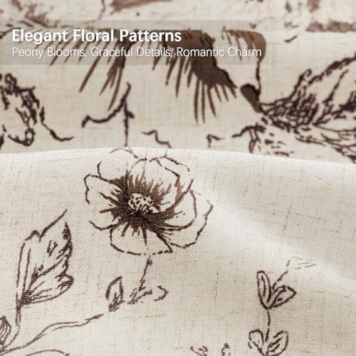 Farmhouse Floral Vintage Shower Curtain for Bathroom, Brown and Tan