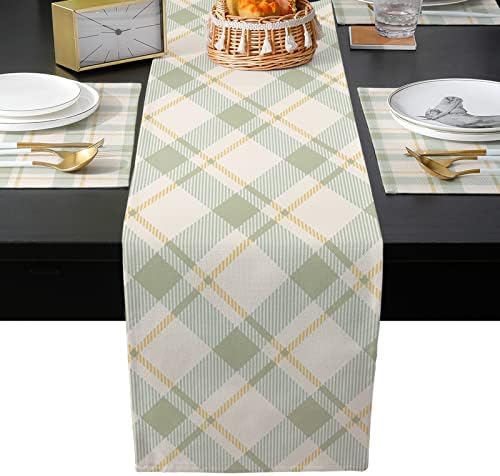 Farmhouse Grid Table Mats Set of 2 With Table Runner 90 Inches