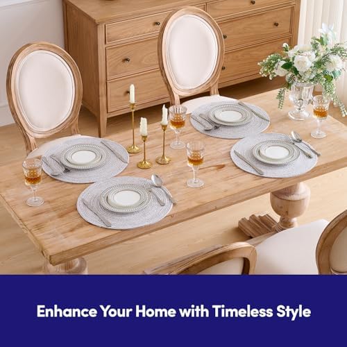 Round Placemats Set of 6-100% Cotton Two-Tone Placemat for Dining