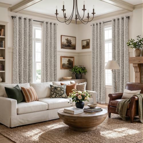 jinchan Taupe Grey Blackout Curtains 84 Inch Farmhouse Grommet 2