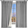 ChadMade 100% Blackout Curtain 84 Inches Long Pinch Pleated Dark Gray