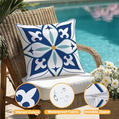 Outdoor Waterproof Throw Pillow Covers 18x18 Set of 4 Floral Boho