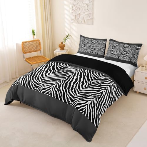 Erosebridal Zebra Print King Duvet Cover Geometric Stripes Comforter